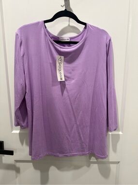 Women's Lavender Long Sleeve Crewneck Tee by Nuggles